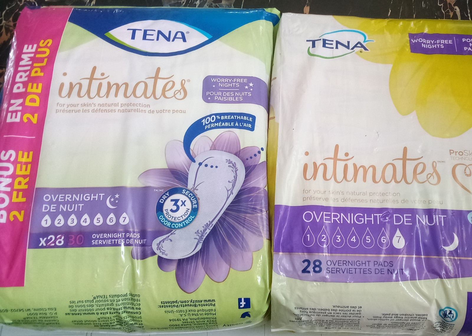 TENA Intimates Overnight Female Incontinent Pad Overnight( 1) 30Ct And,(1 )28 Ct