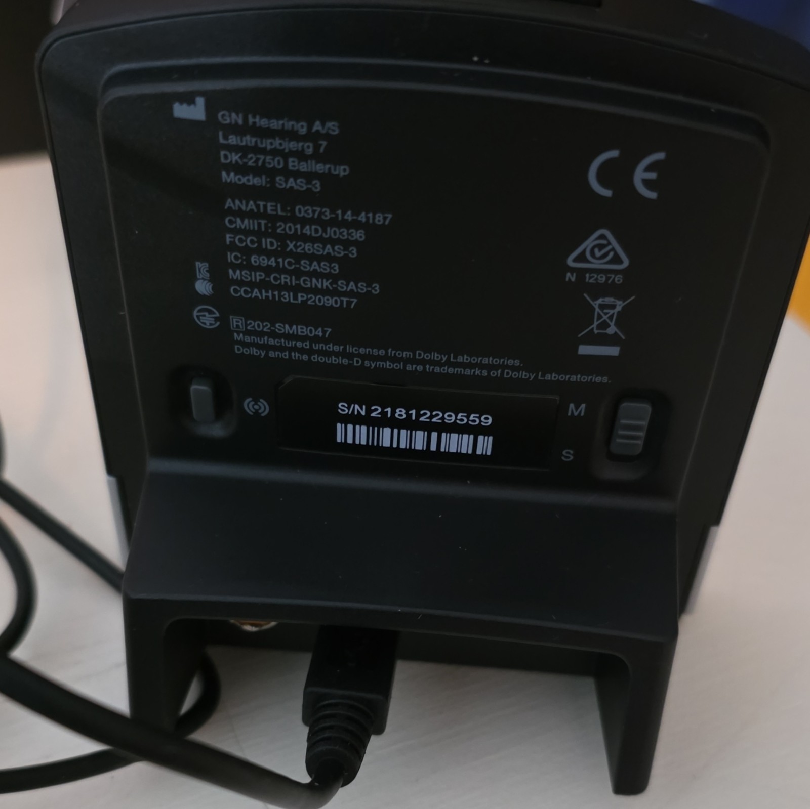 ReSound Unite TV Streamer 2 SAS-3 Base Station Kit w/ Cables Adapter Manuals