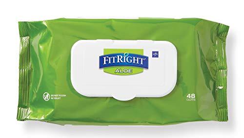 Medline-MSC263654 FitRight Aloe Personal Cleansing Cloth Wipes, Scented, Pack of