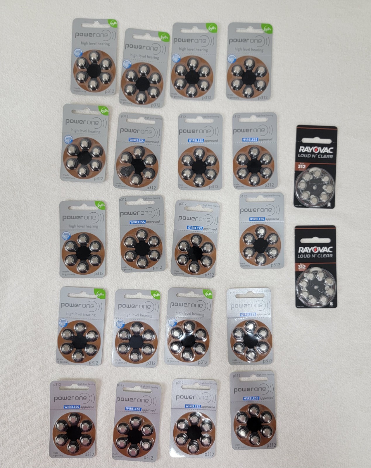 135 Expired P312 Hearing Aid Batteries Power One 1 (2023) Rayovac (2025)