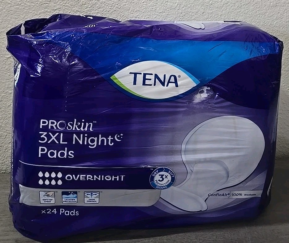 Tena ProSkin 3XL Incontinence Pads, Overnight Absorbency, 24 Ct