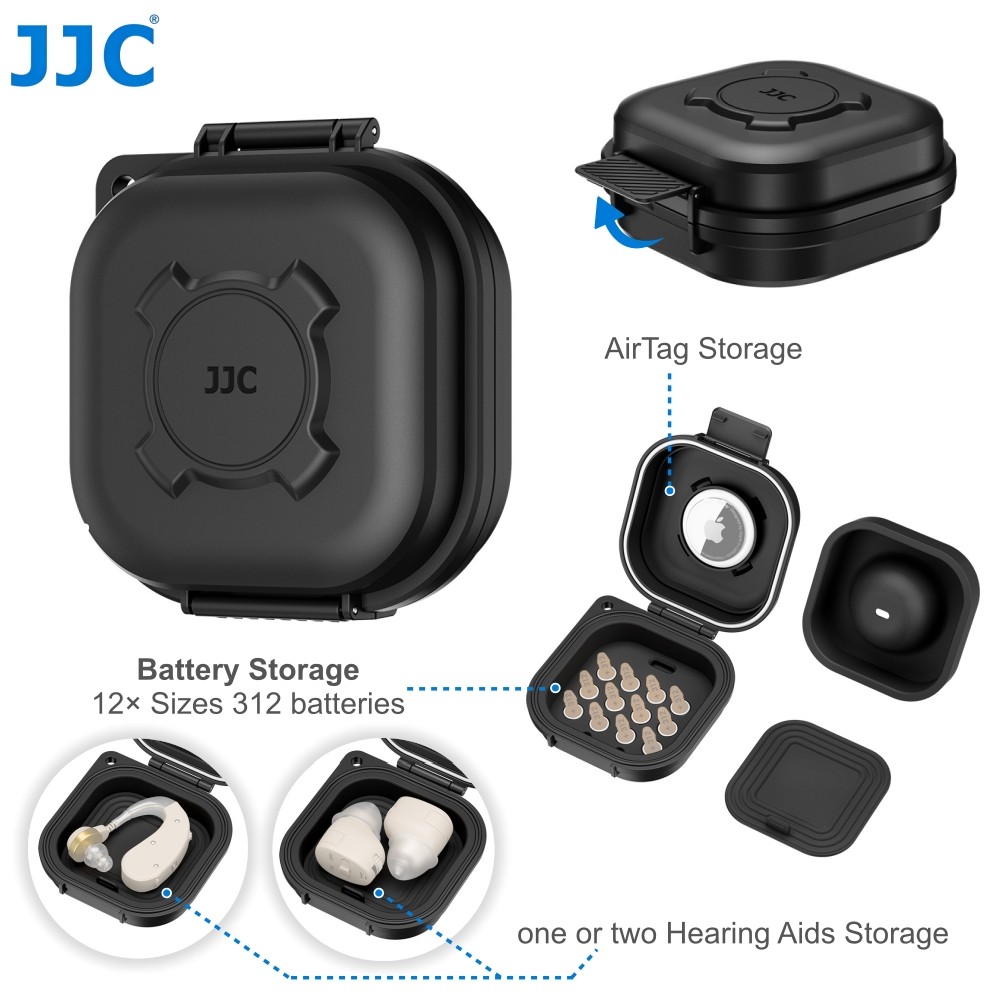JJC Hearing Aid Case Storage for 12× size 312 Batteries Water-Resistant Portable