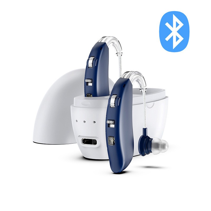 1 Pair Bluetooth Hearing Aid Rechargeable Invisible BTE Ear Aids Charger Dock