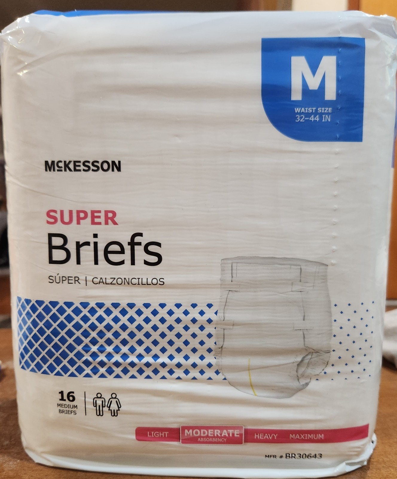 3×16=48 McKesson #BR30643 Moderate Absorbency Adult Disposable Cloth Diapers M
