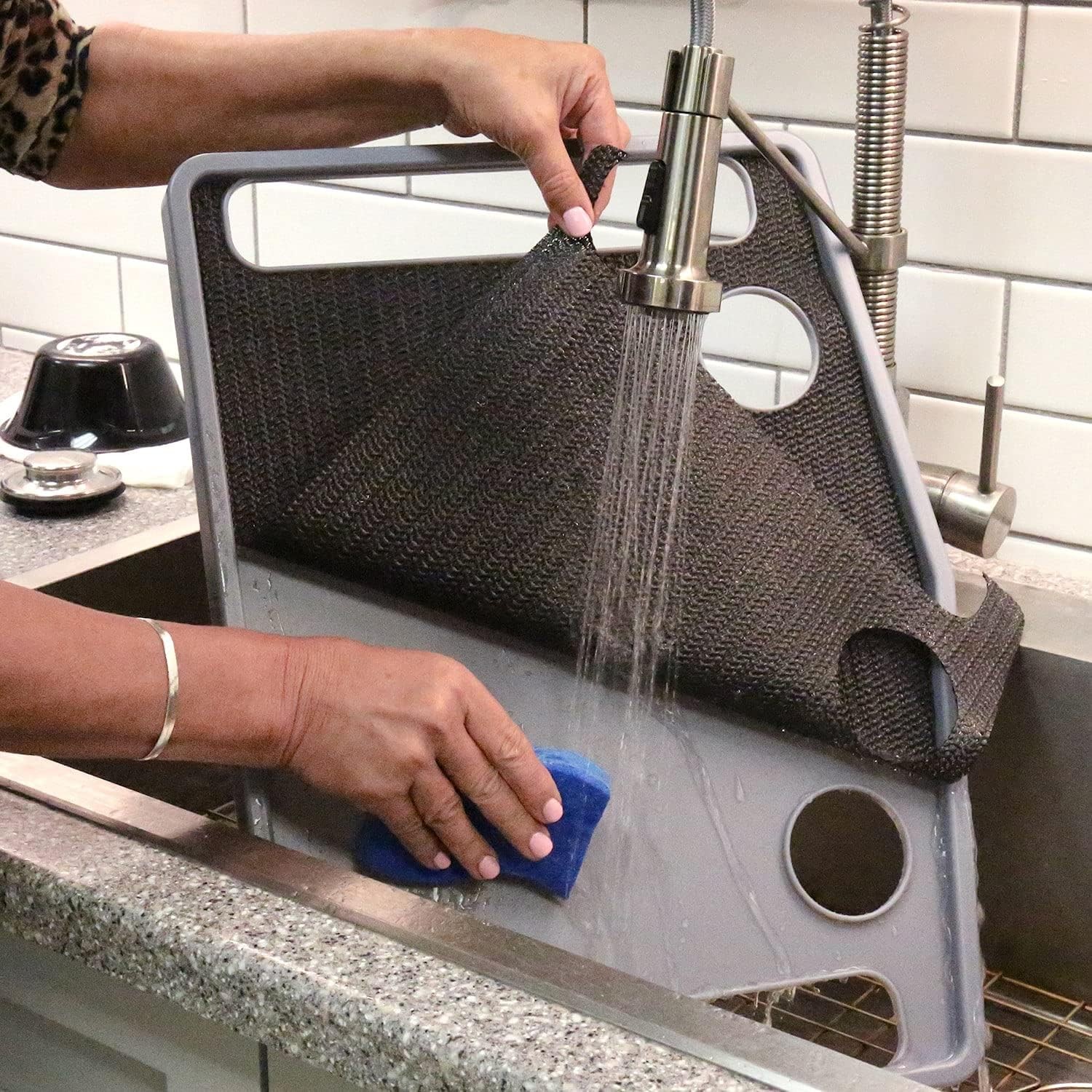 Walker Tray Table Non-Slip Mat Mobility Accessories Cup Holder (21″x16″) – Gray