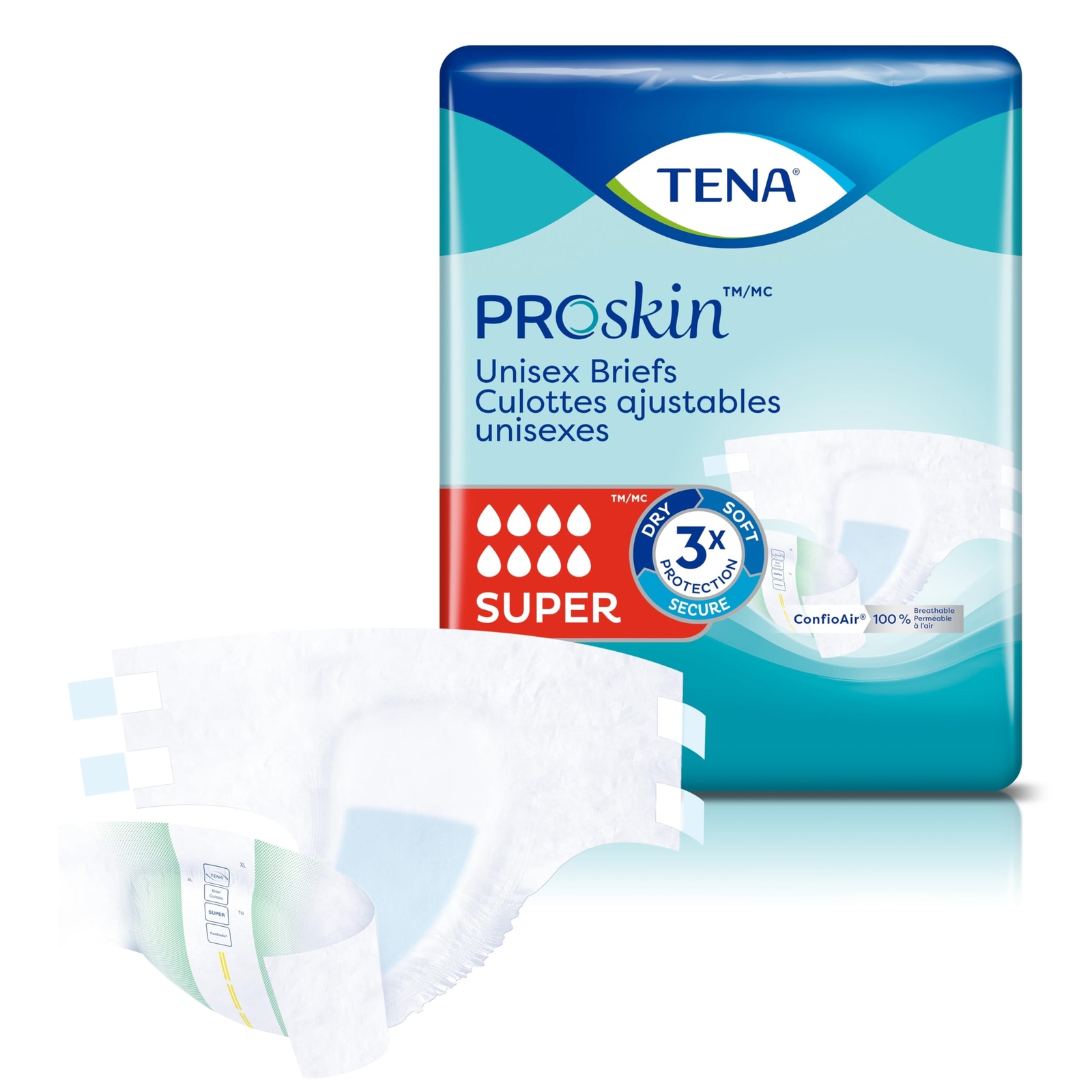 Tena ProSkin X Large White Incontinence Adult Diapers 100 Breathable Comfort