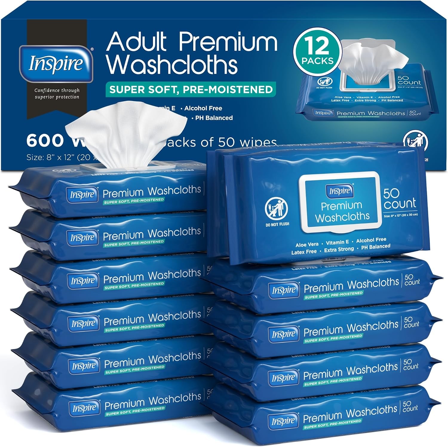 Adult Wet Wipes Wash Cloths Incontinence & Cleansing Elderly 8″x13″ 780 Count)