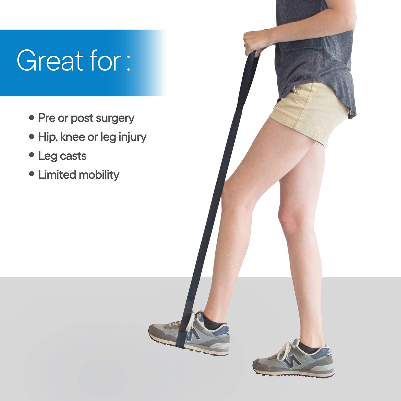 RMS Premium 35” Leg Lifter with Hand Strap & 35 Inch (Pack of 1), Dark Blue