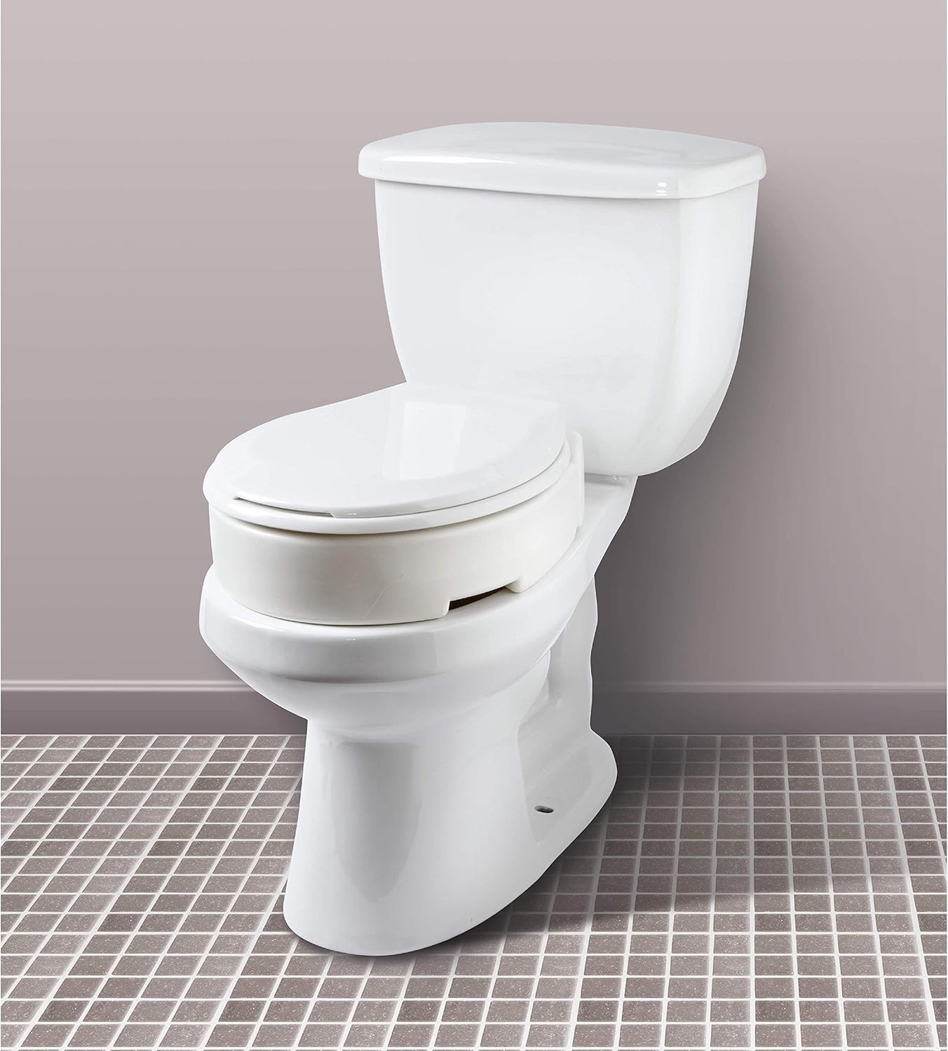 Carex Hinged Elongated Raised Toilet Seat Riser Adds 3.5 Inches 300LB (1575)