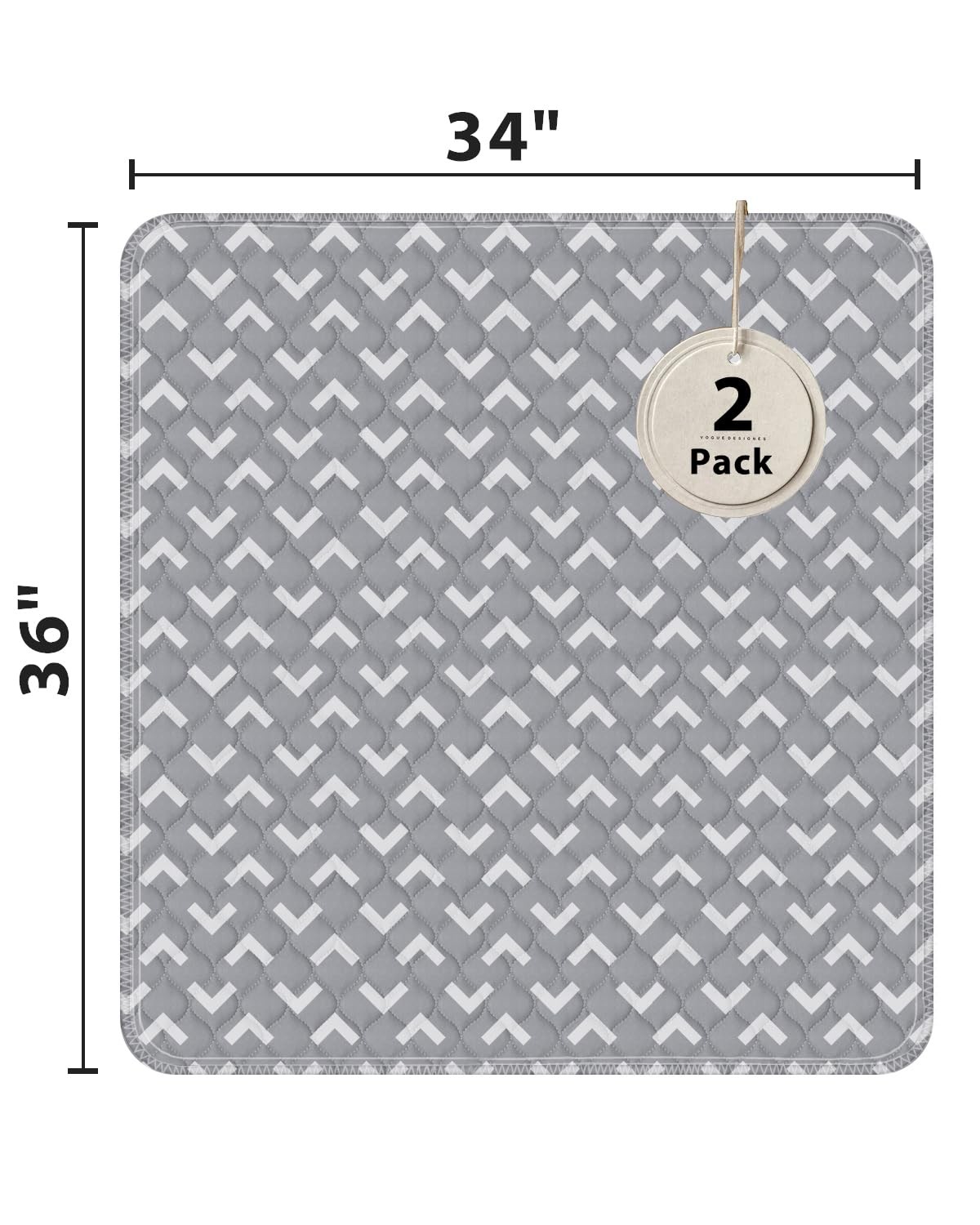 Non-Slip Bed Pads for Incontinence Washable 34 x 36|2 Pack, Waterproof Bed Pa…