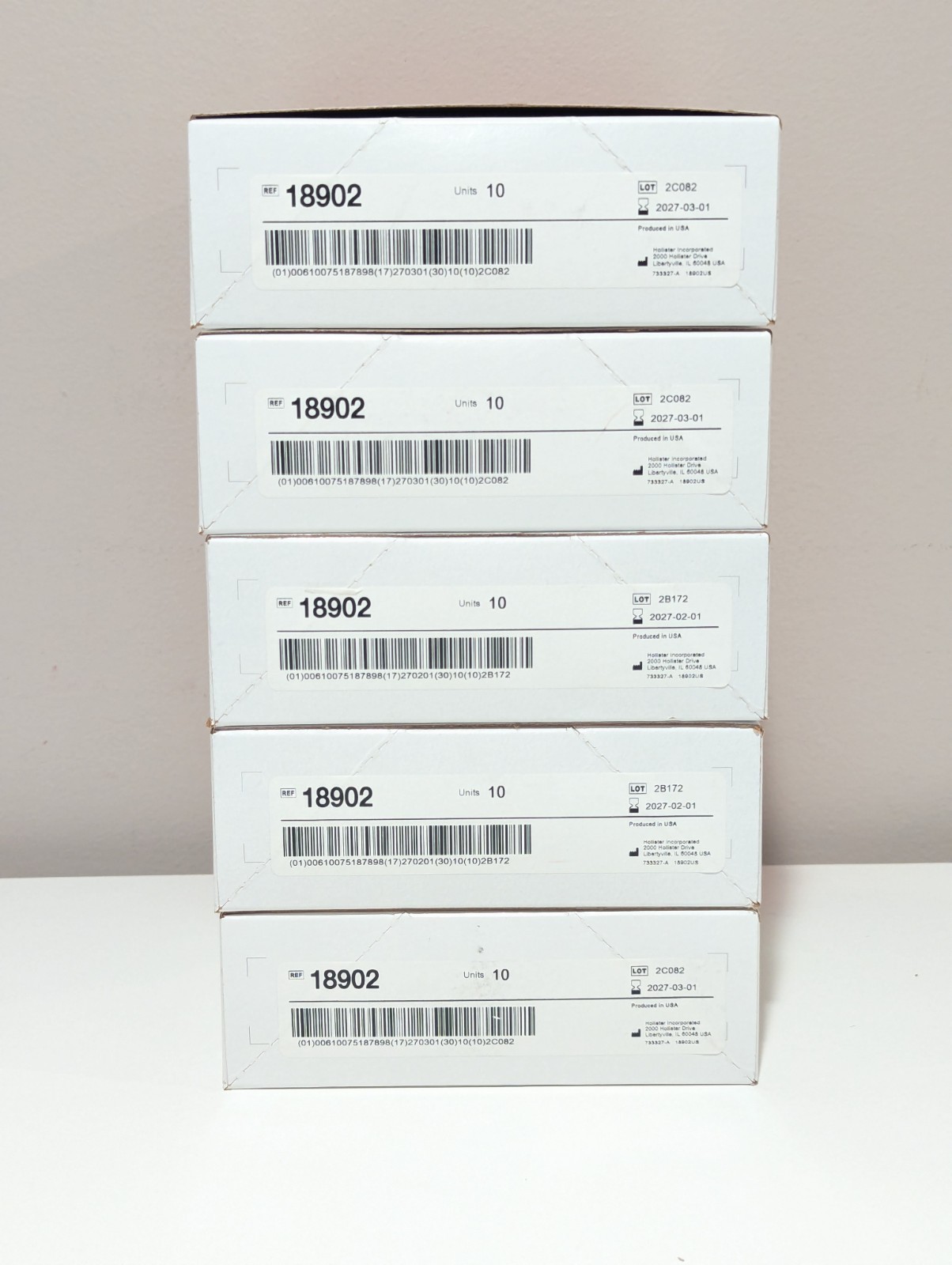 5x Hollister 18902 New Image 2-Pc Urostomy Pouches 1-3/4″ Flange 10/Box