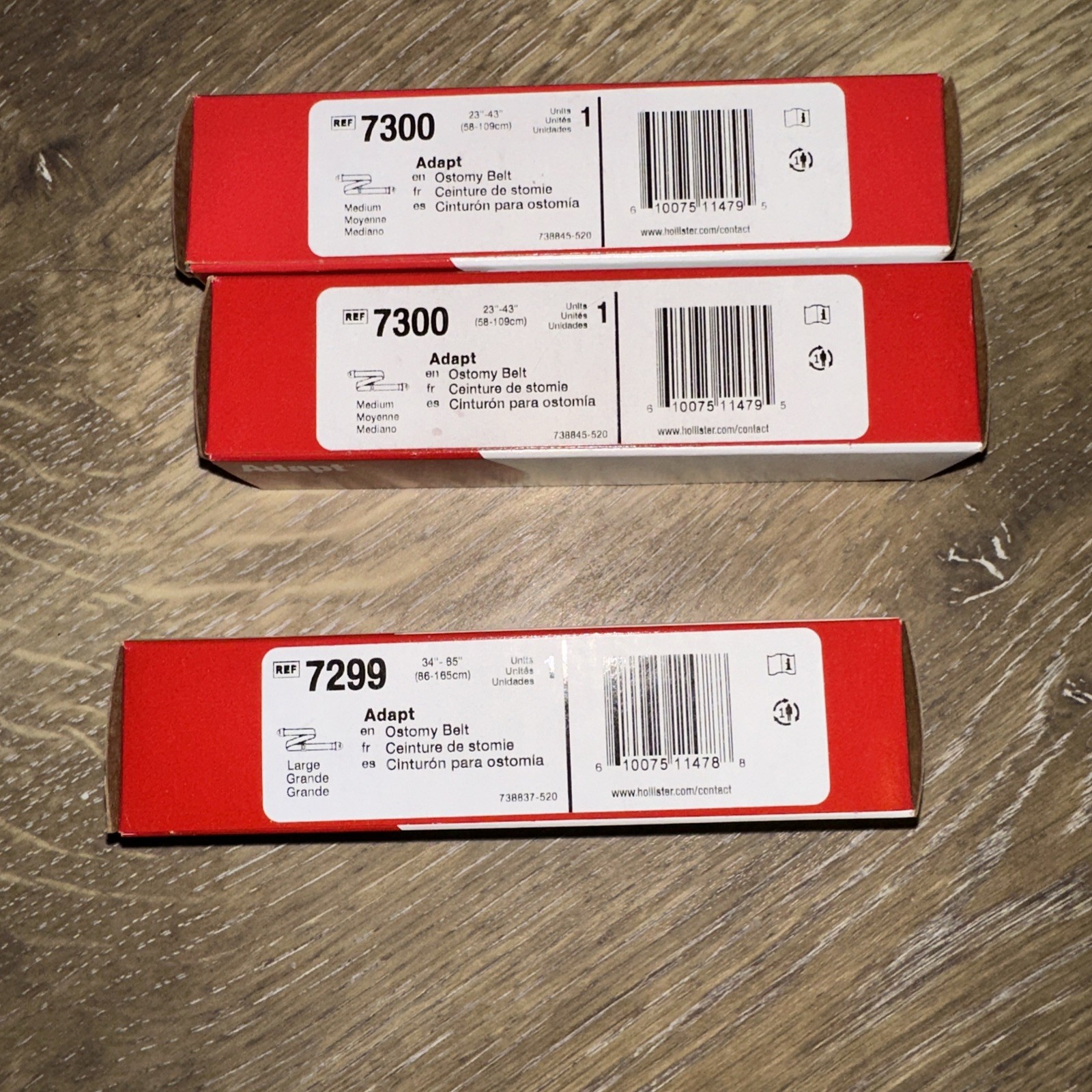 Lot of 3 NEW Hollister 2 (Adapt 7300 and 1 (Apapt 7299) Ostomy Belts New in box