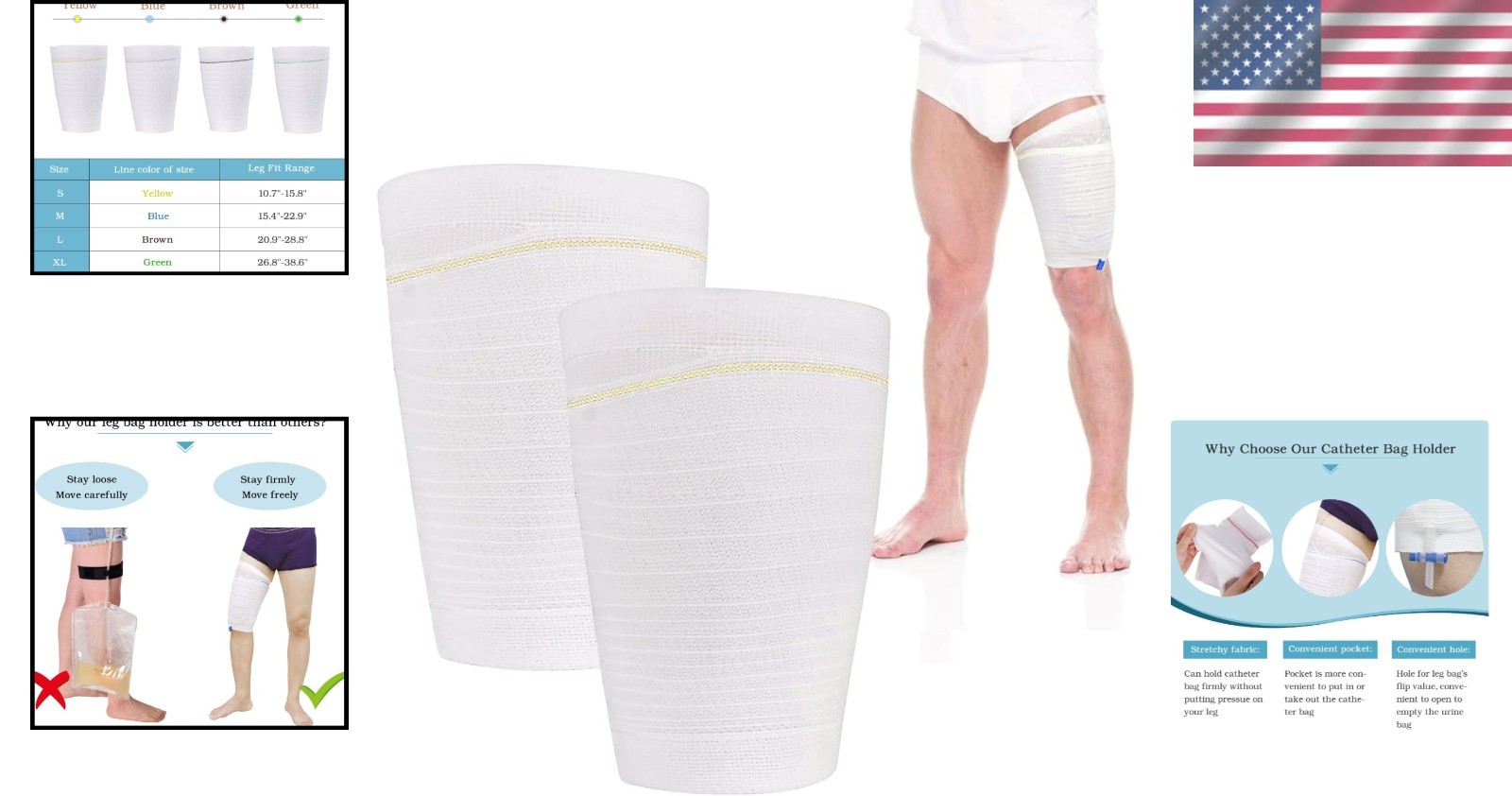Durable Polyester Catheter Leg Bag Holder – Pack of 2 for Active Lifestyles