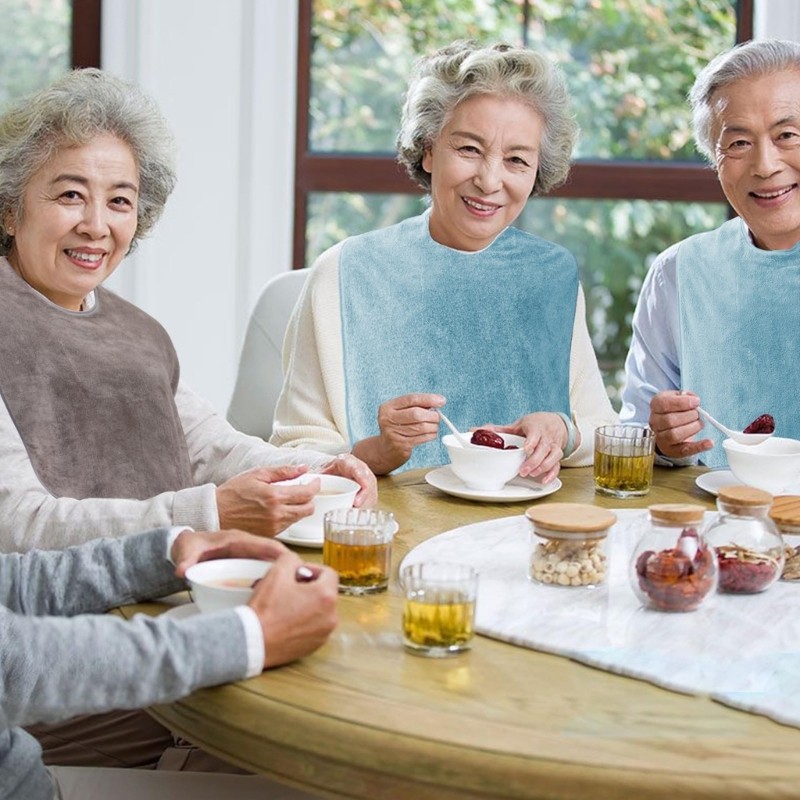Coral Fleece Eating Garment Cover Adult Elderly Large Towel Bib for Men Women