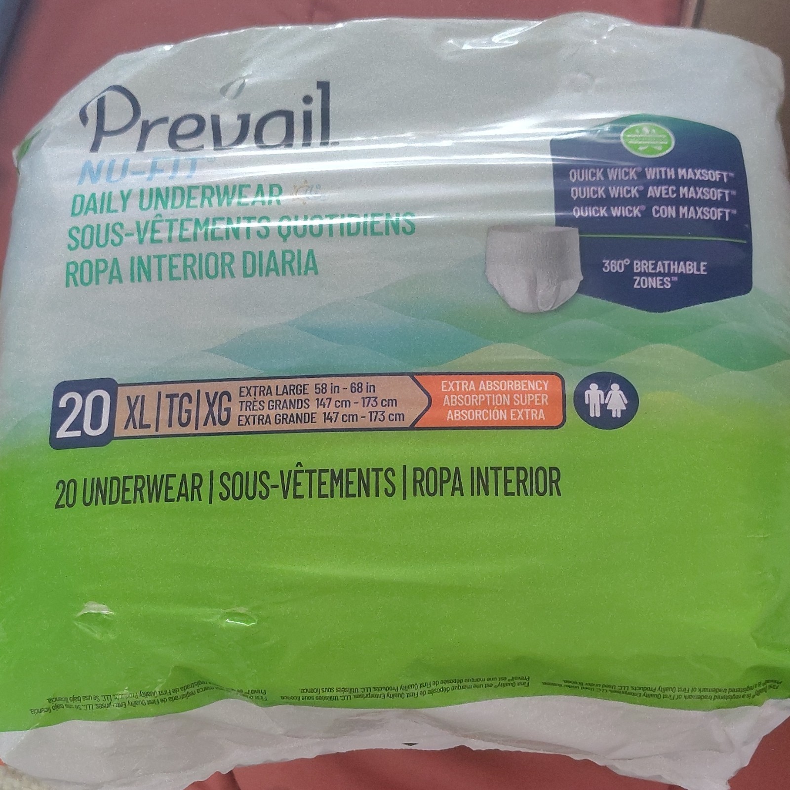 Prevail NU-FIT Incontinence Pants XL Extra/Ultimate Plus Absorbency 20 Ct