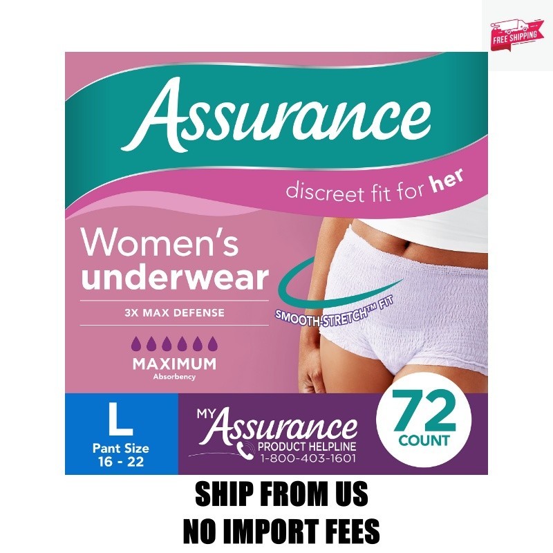 Assurance Women’s Incontinence and Postpartum Underwear, L, Maximum Absorbency,