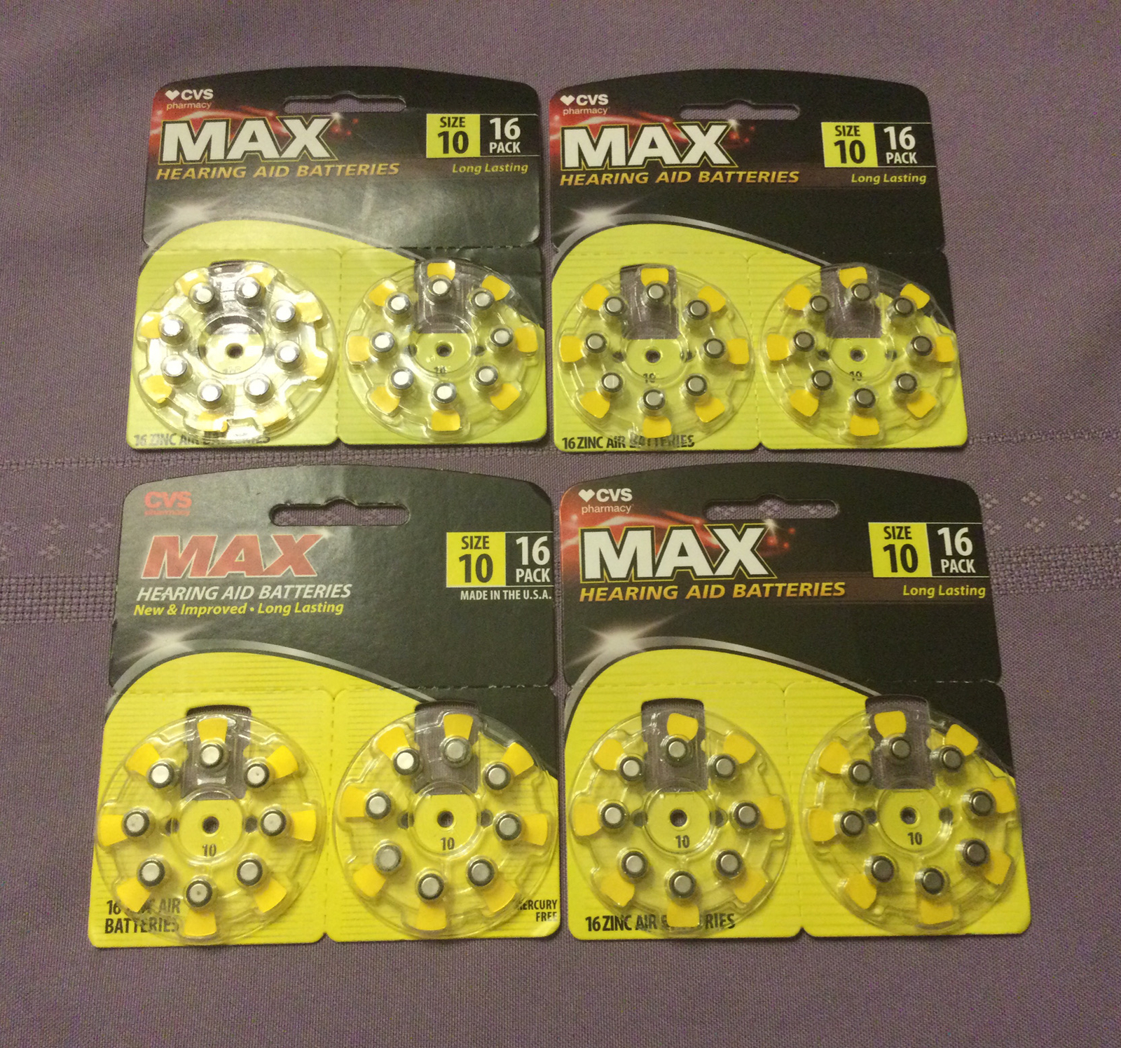 4x CVS Size 10- 16 Pack Max Hearing Aid Batteries EXP 02/2026 09/2026 & 07/2019