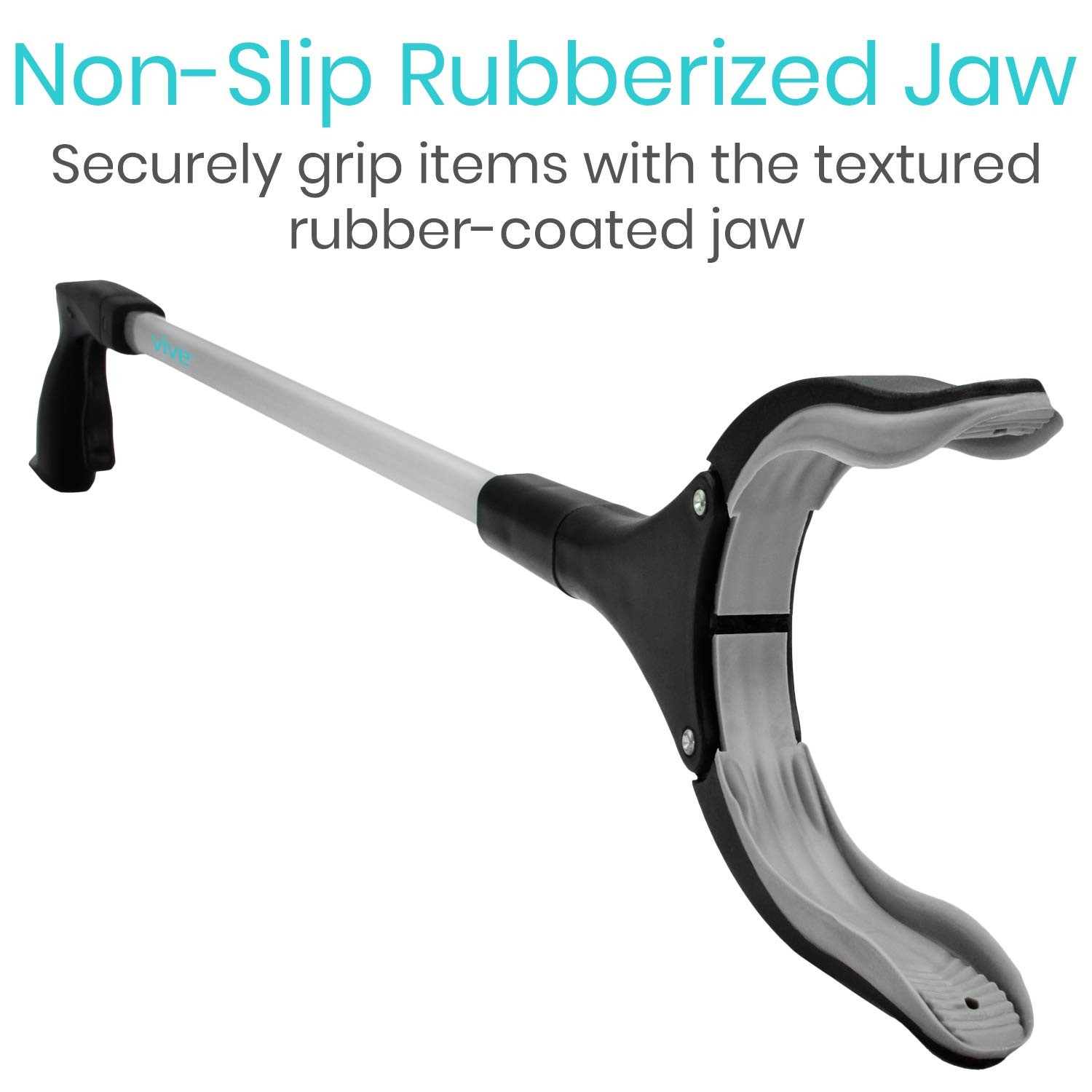Vive Reacher Grabber 32″ – Extra Long Mobility 2.6 Foot (Pack of 1), Silver