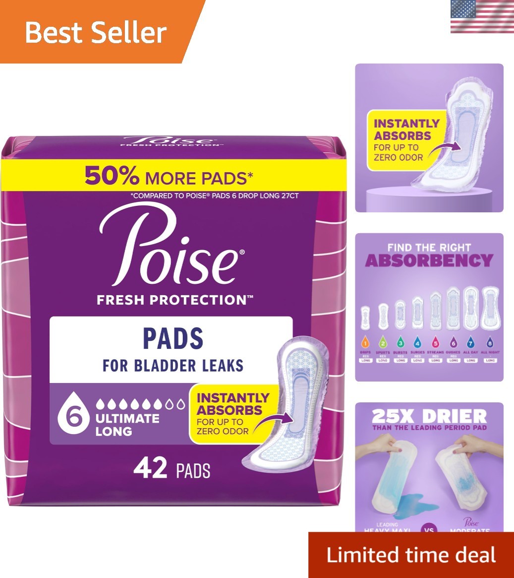 Poise Incontinence Pads & Postpartum Incontinence Pads, 6 Drop Ultimate Absor…