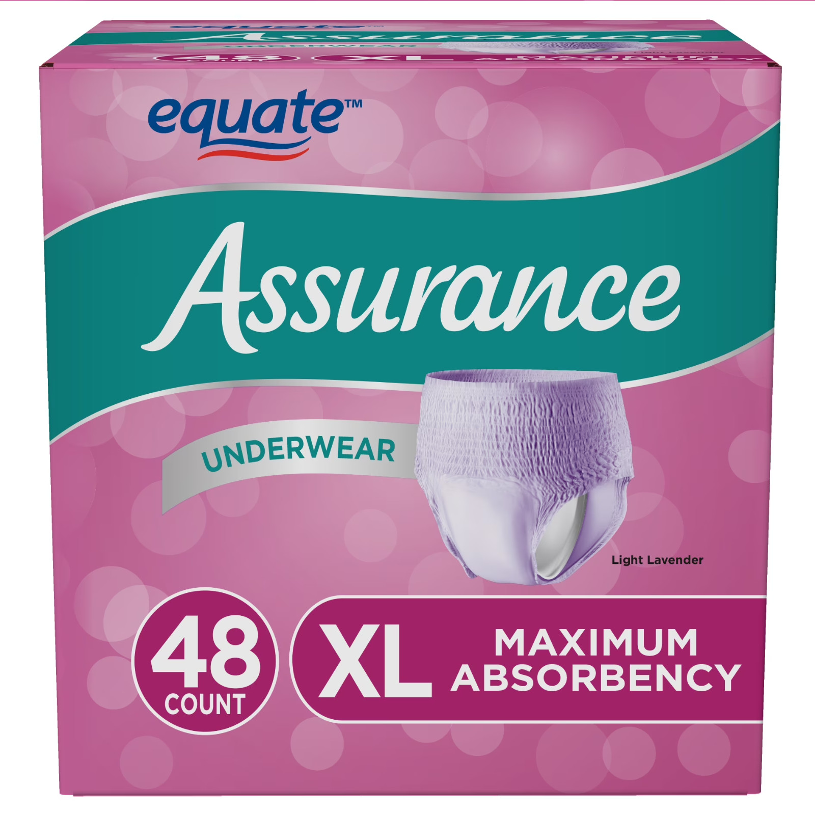 Assurance Women’s Incontinence Underwear, Purple, Extra Large XL – 48 Count