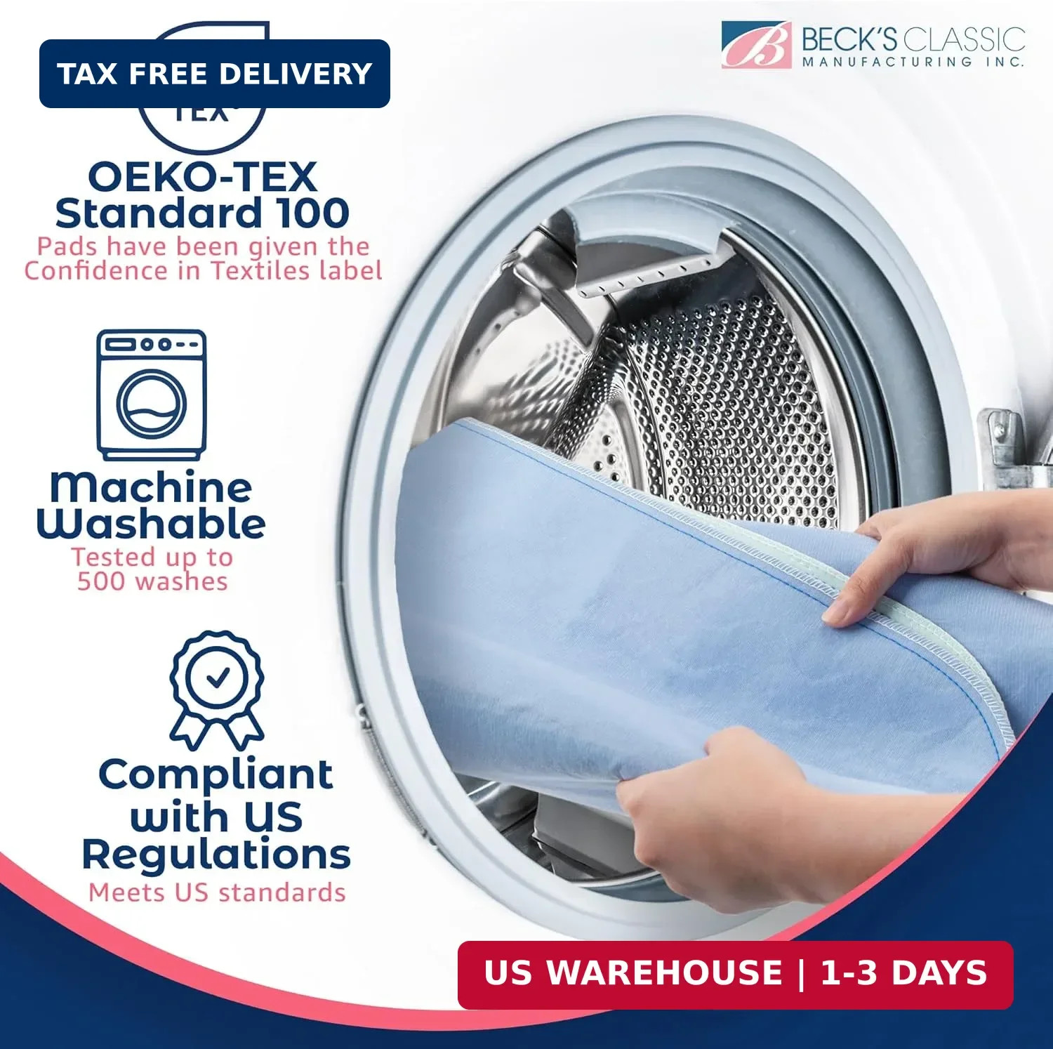 USA Made- Beck’s Classic Washable Underpads, 34 x 36 (1 Pk Pink) – Absorbent Reu