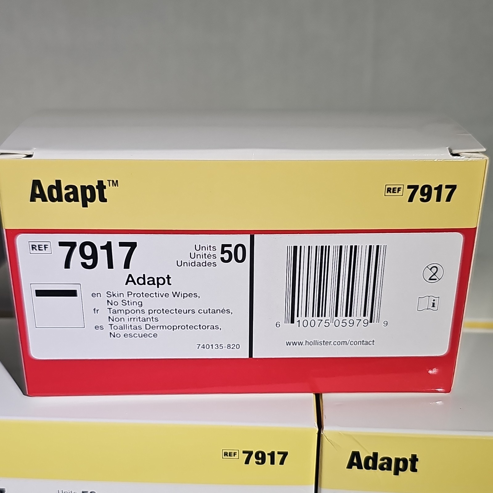 Hollister Adapt 7917 No Sting Skin Protective Wipes Box of 50×5+ 120 units extra