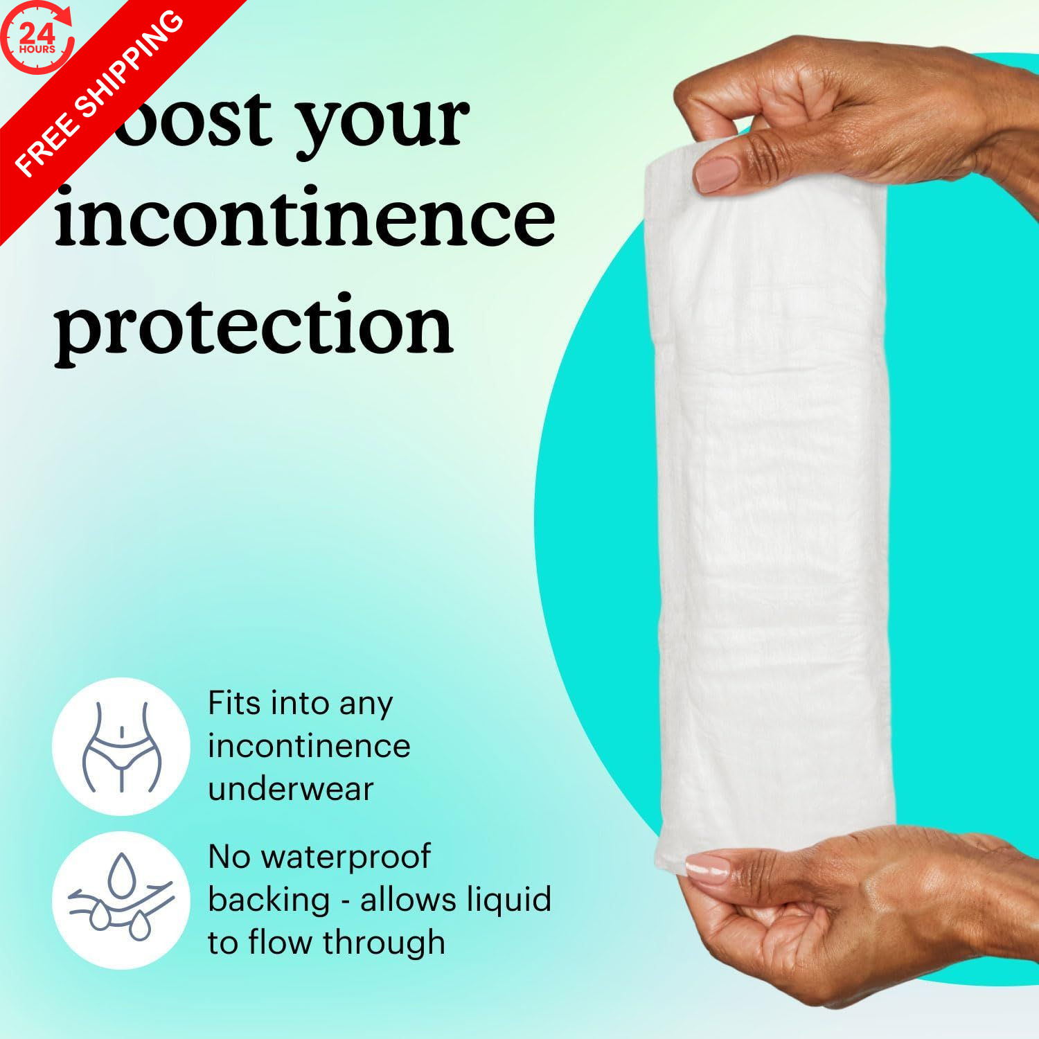 Because Maximum Incontinence Booster Pads, Adult 20 Count (Pack of 1), White
