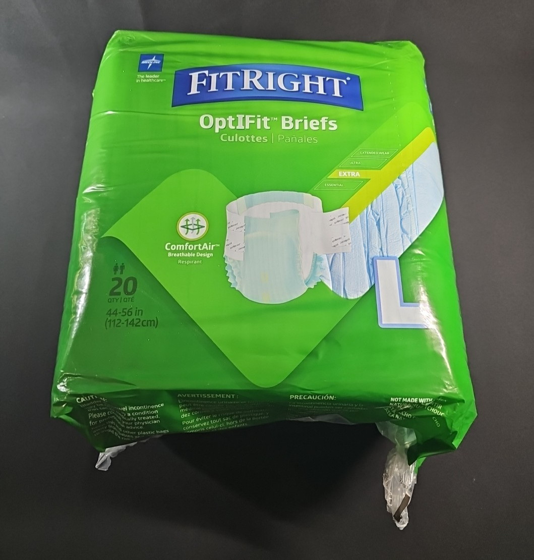 NIP FitRight OptIFit Briefs Adult Underwear, L, Pack of 20