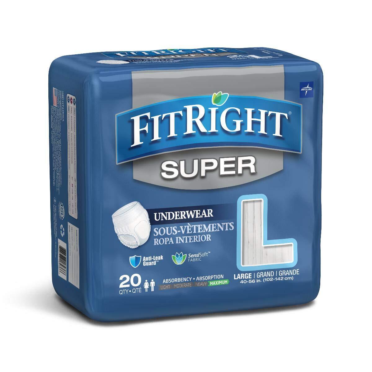 FitRight Super Adult Incontinence Underwear Large Maximum Absorbency 80 Count