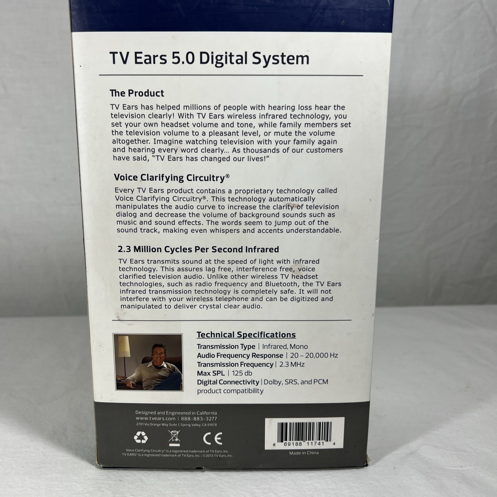 (NEW) TV Ears 11741 5.0 In-Ear Digital Wireless Hearing System – Black