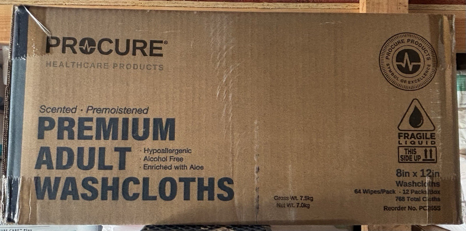 Procure PC263S 8″X12″ Premium Adult Washcloths Wipes Disposable 12 Packs of 64