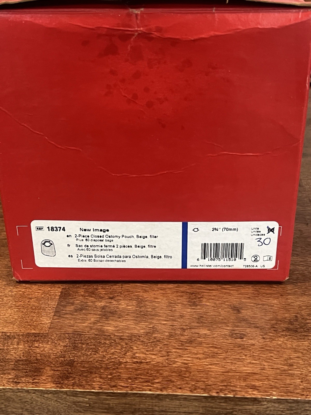 Hollister 18374 New Image, Closed Ostomy Pouch Beige- Box Of 30 Pouches