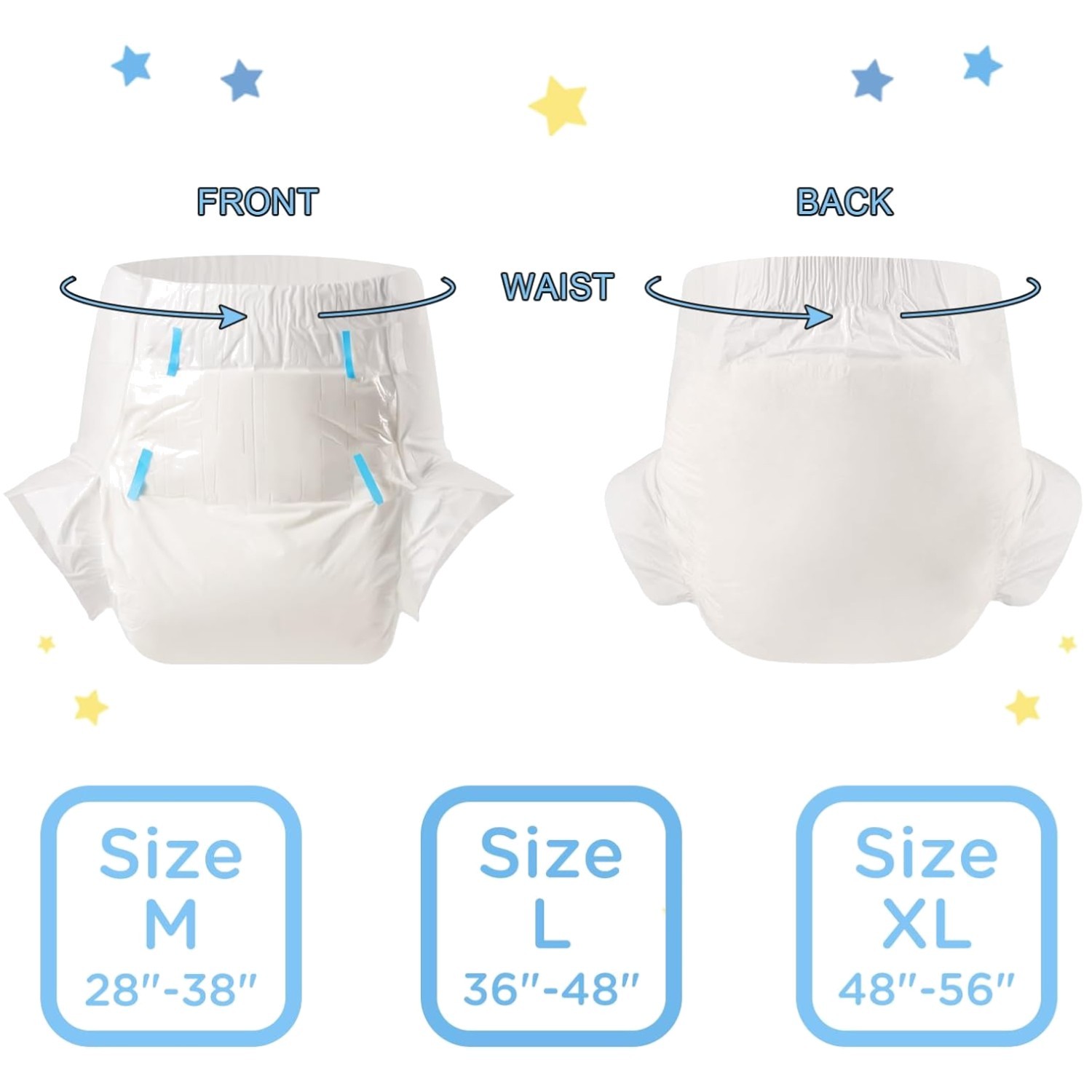X-Large Plastic Backed Adult Diapers 10-Pack=