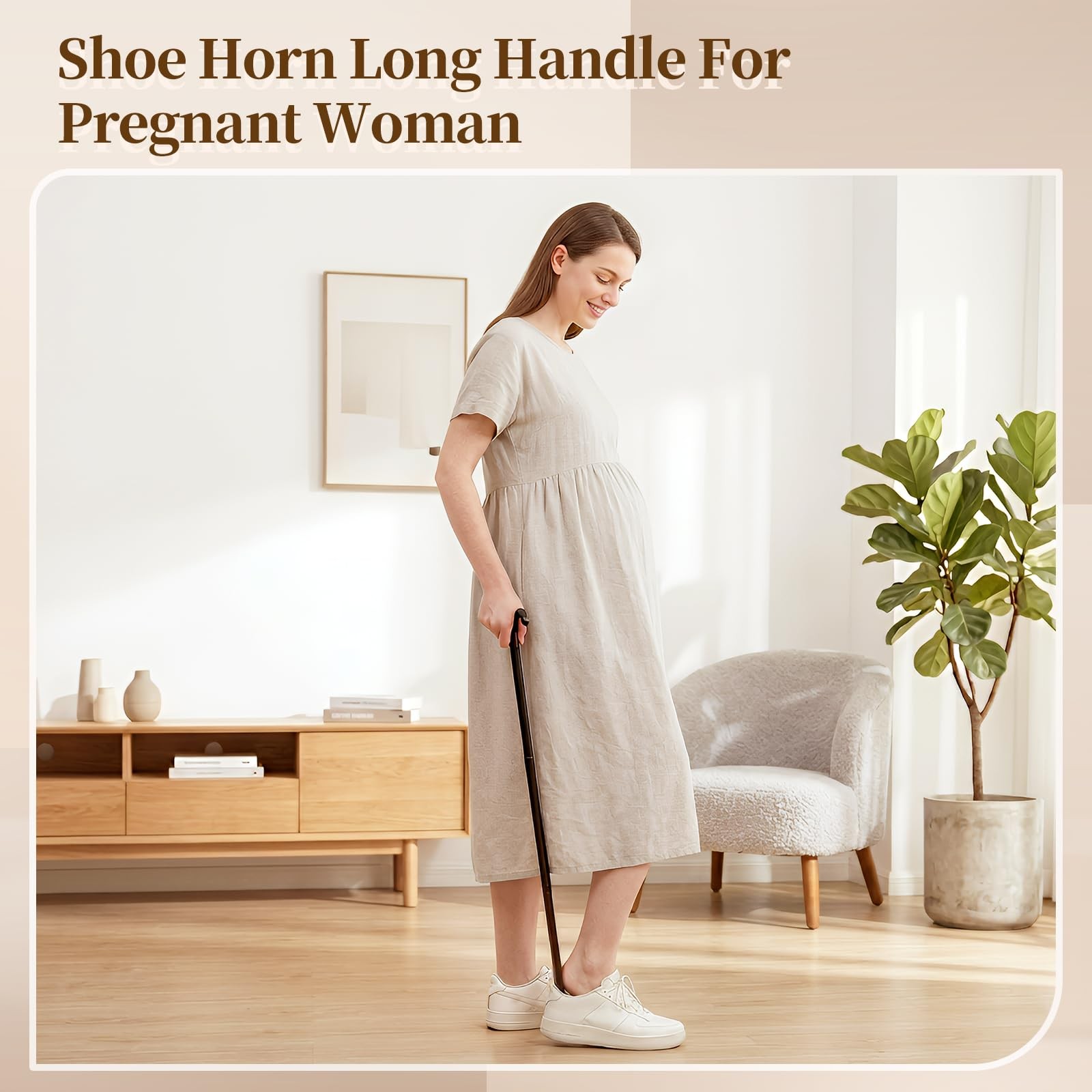 Fanwer Long Handle Shoe Horn for Seniors -33.5″ 33.5 Inch (Pack of 1), Black