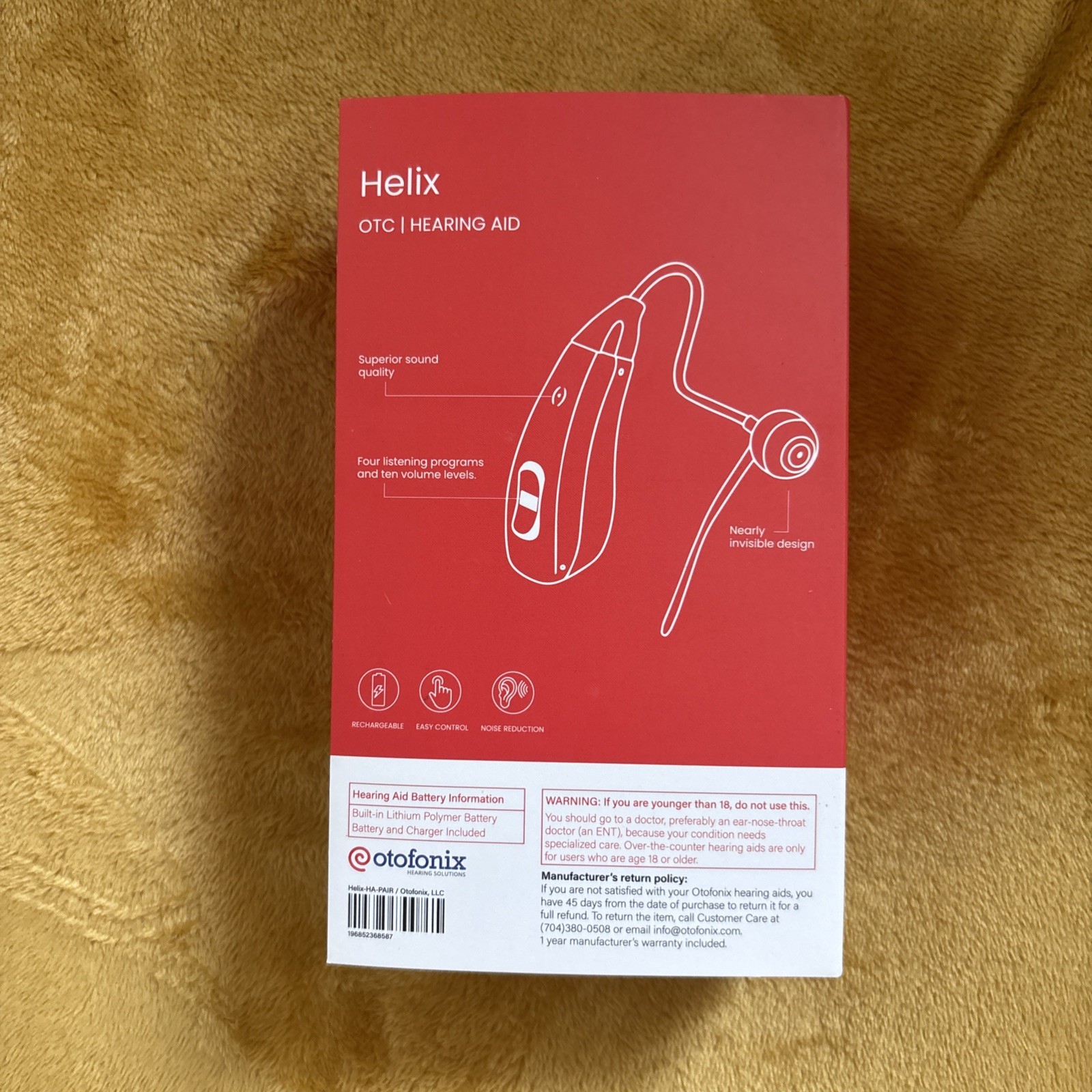 Otofonix Helix Rechargeable OTC Hearing Aids with Advanced Noise Cancellation