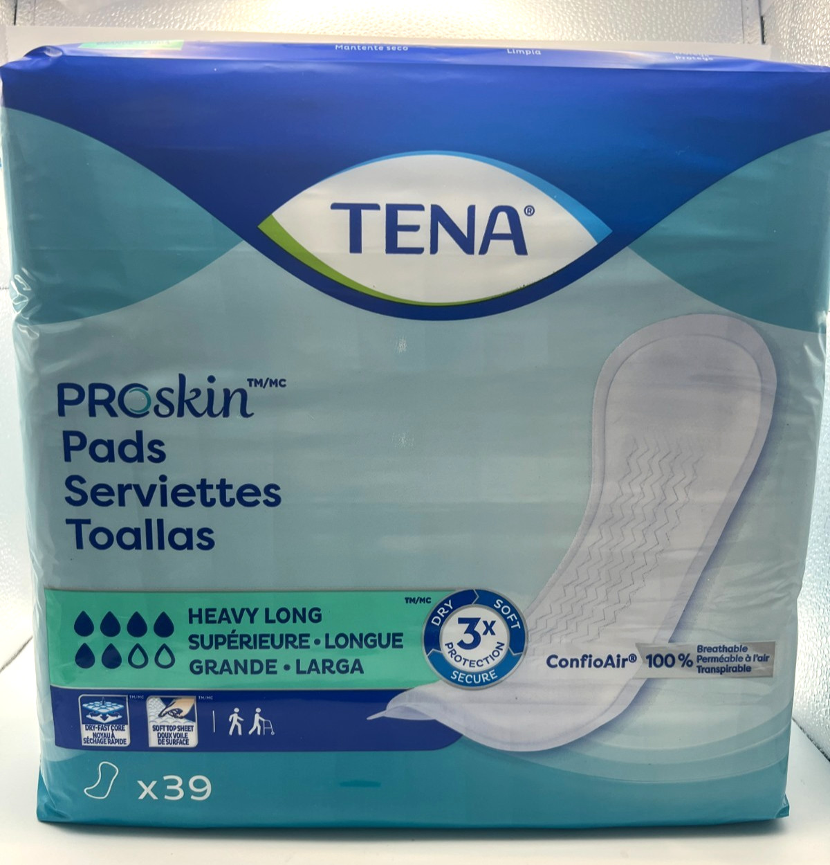 TENA ProSkin Heavy Long Unisex Incontinent Pad Long 39 Ct 3 packs box of 117 New