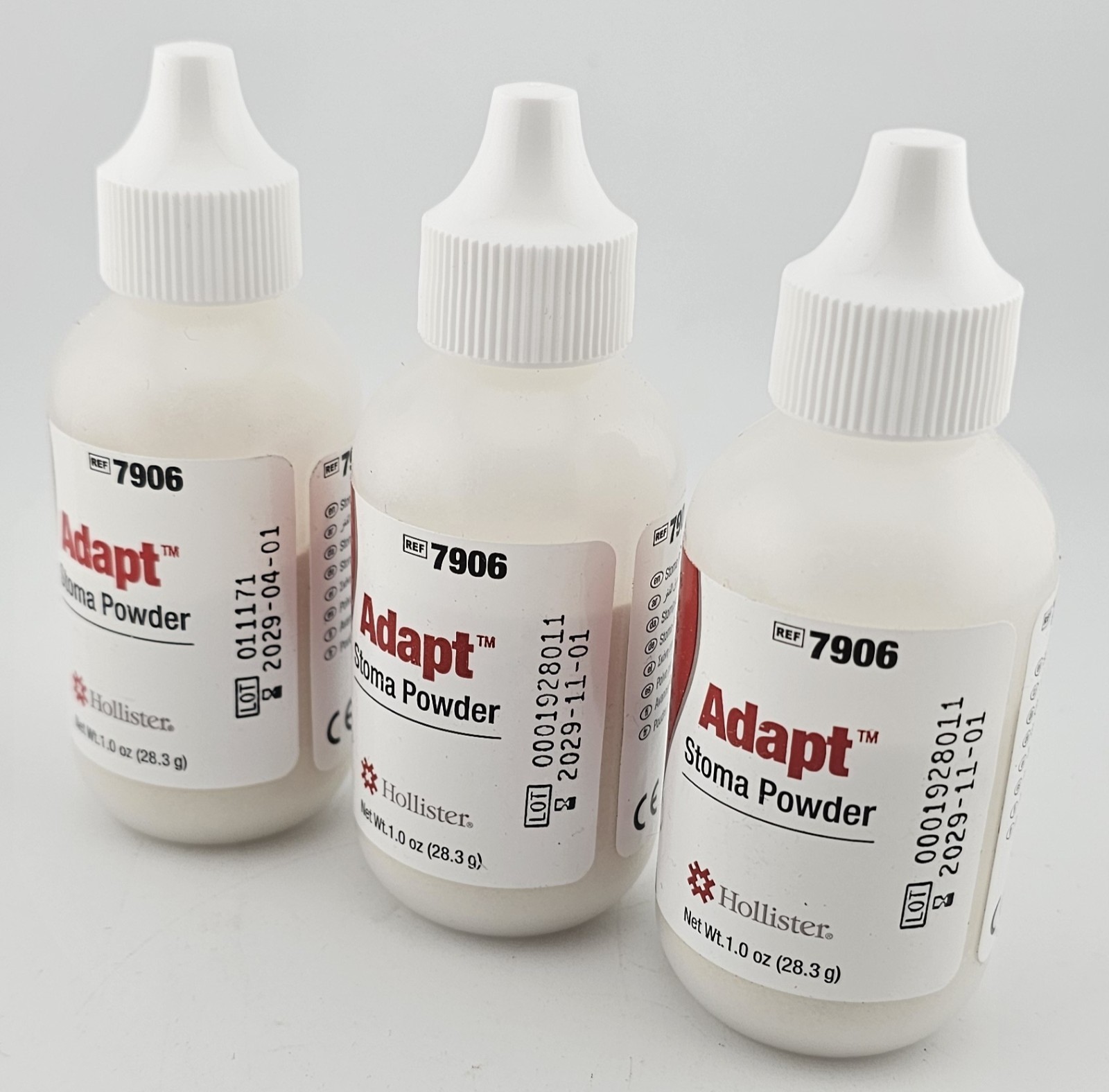Hollister 7906 Adapt Stoma Powder New Lot of 3 One Oz Bottles, Exp 2029 No Box