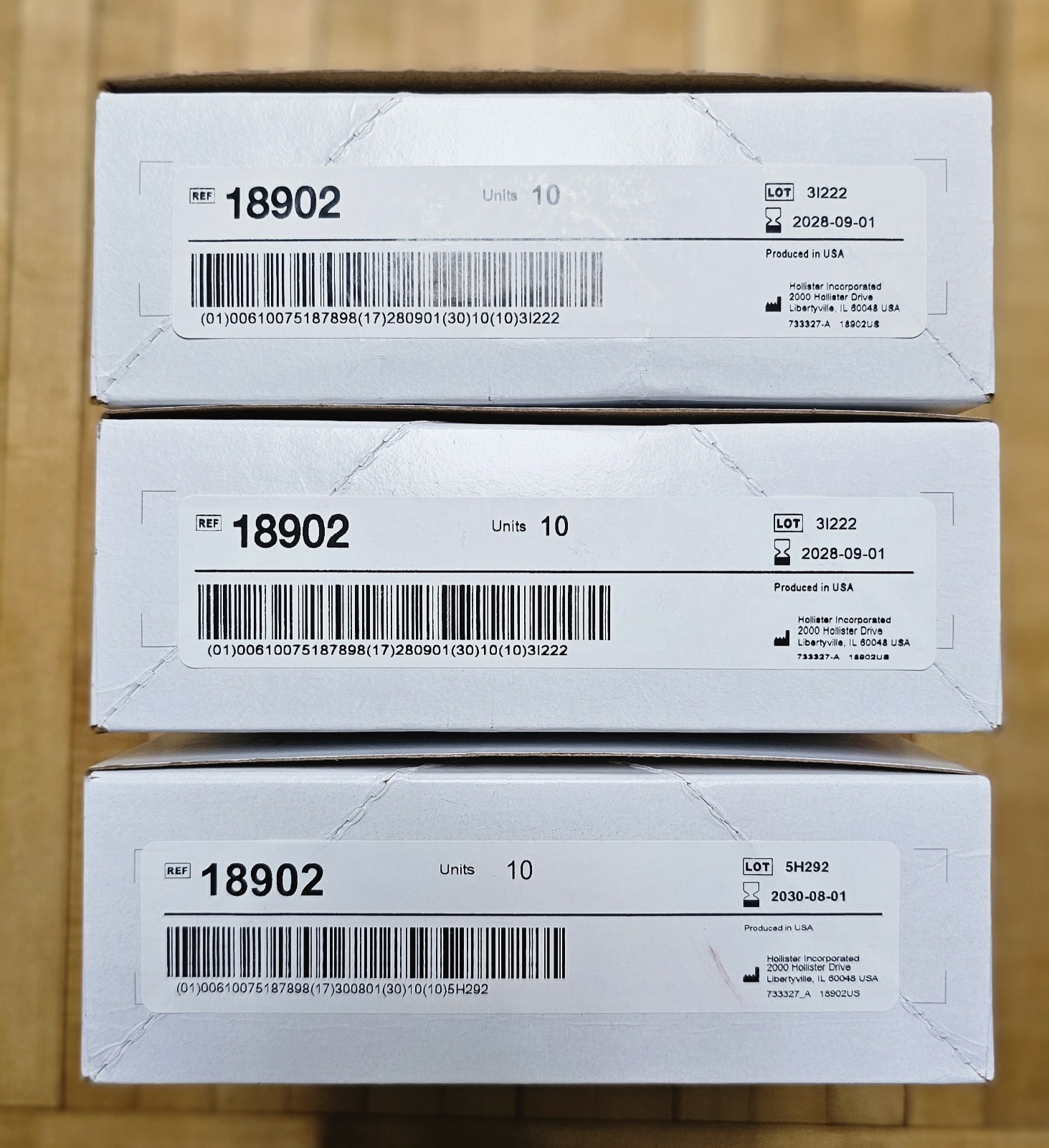 Lot of 3 Boxes – Hollister 2-Piece Urostomy Pouch 44mm, # 18902, 10 Units,