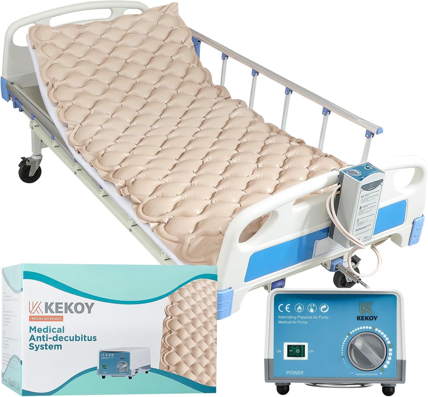 Alternating Air Pressure Mattress Pad, Bed Sore 75" x 35", Beige