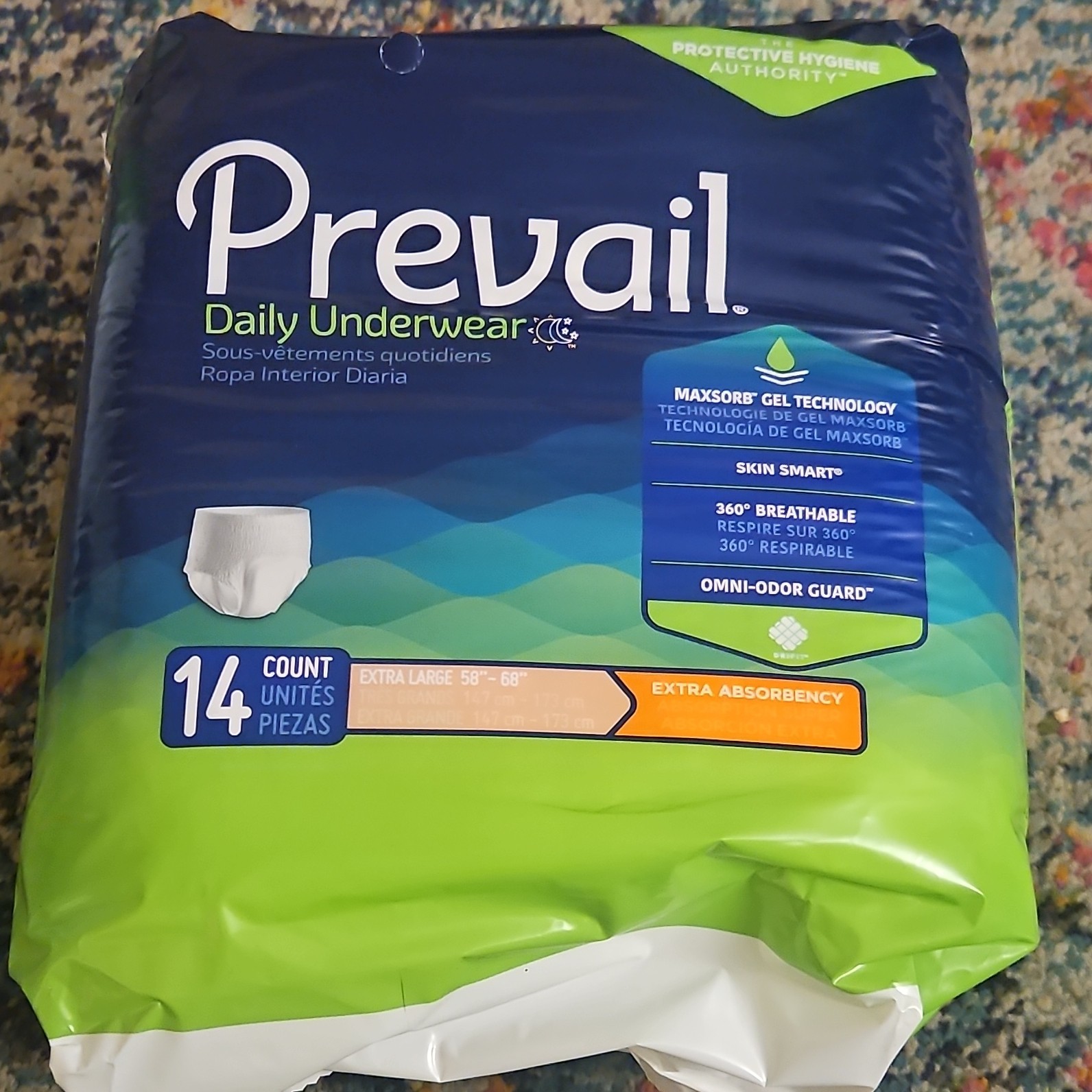 Prevail Daily Underwear Disposable Underwear XL Extra Absorbency 14ct Omni-Odor