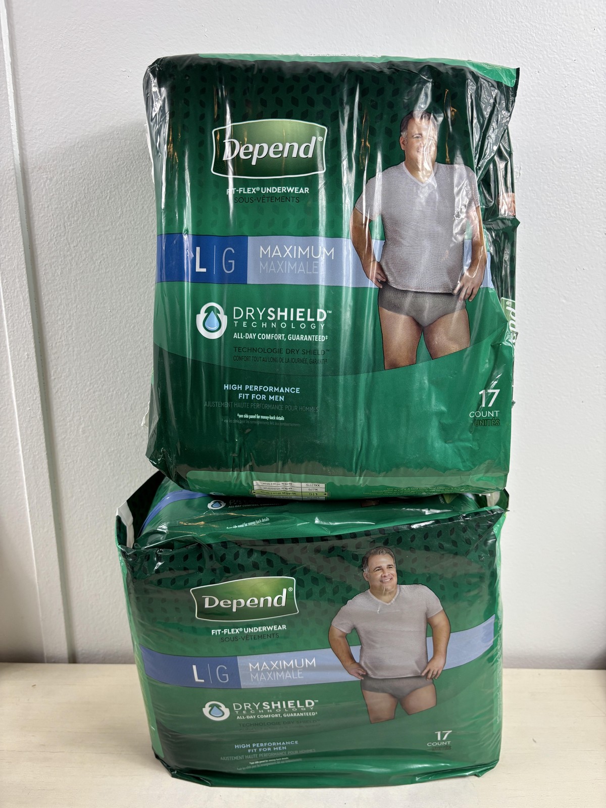 Depend Fit-Flex Underwear Large 17 Count Mens Maximum DryShield Incontinence New