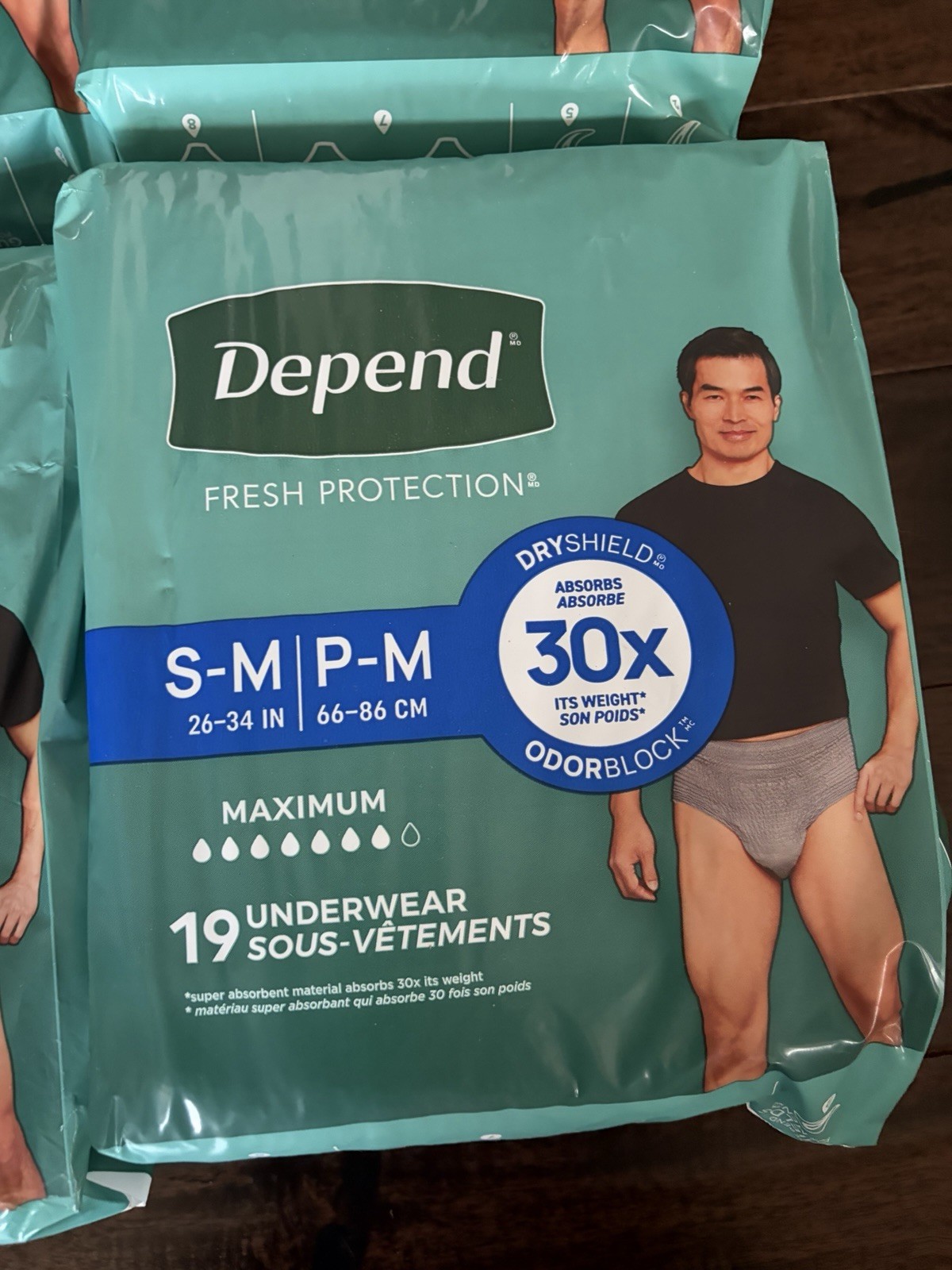 Depend S-M Underwear 19ct Each Maximum Absorption For Men Lot of 4 76 total New