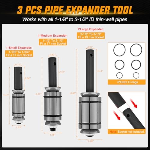 3PCS Exhaust Pipe Expander Tool Set 1-1/8” to 3-1/2” Heavy Duty Exhaust