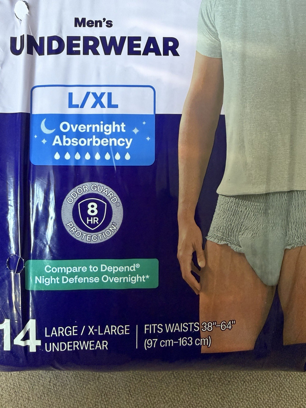 CVS Health Mens Underwear Maximum Absorbency L/XL Size Fits 38″ To 64″