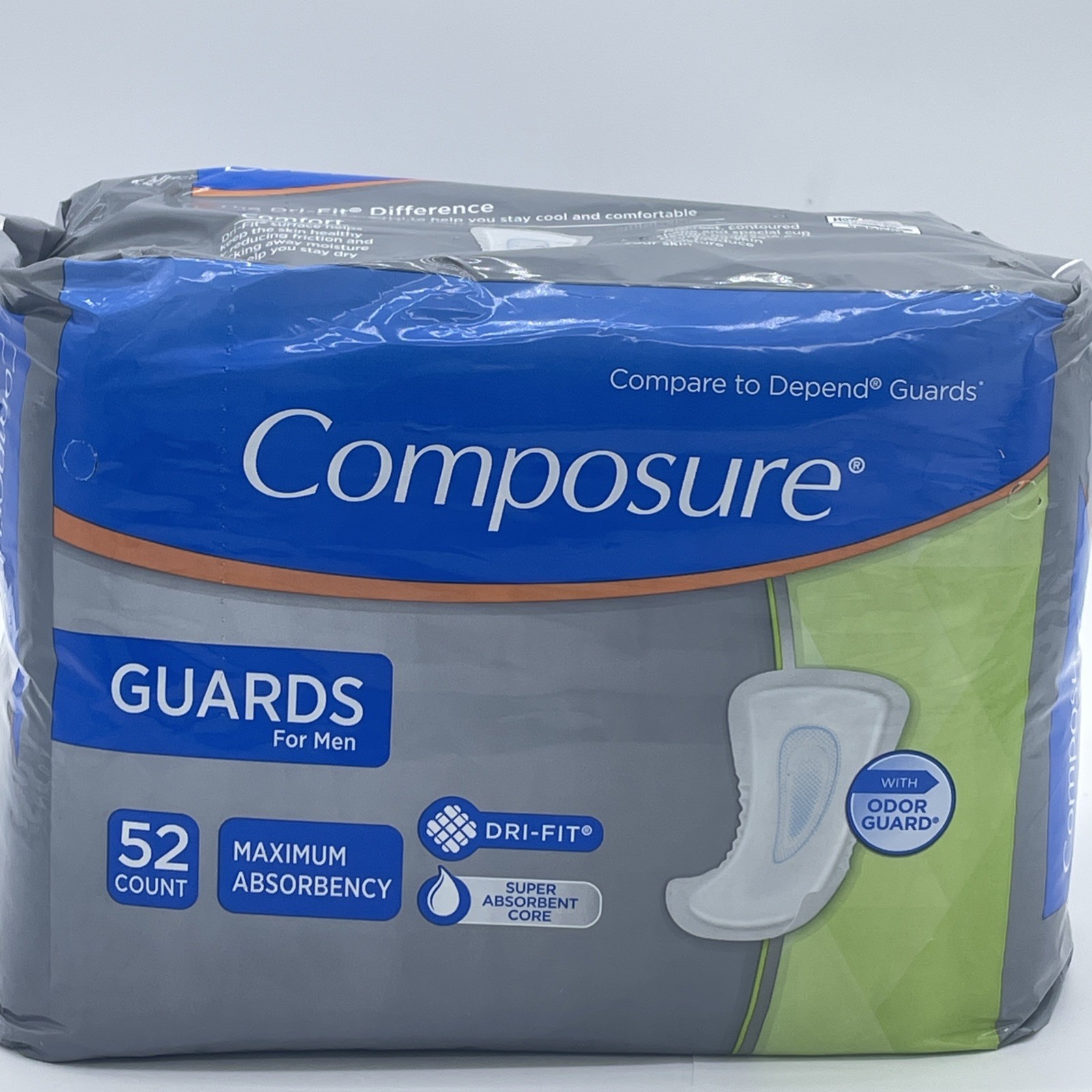 Men’s Guards Incontinence Pads for Men, Maximum Absorbency, 52 Count