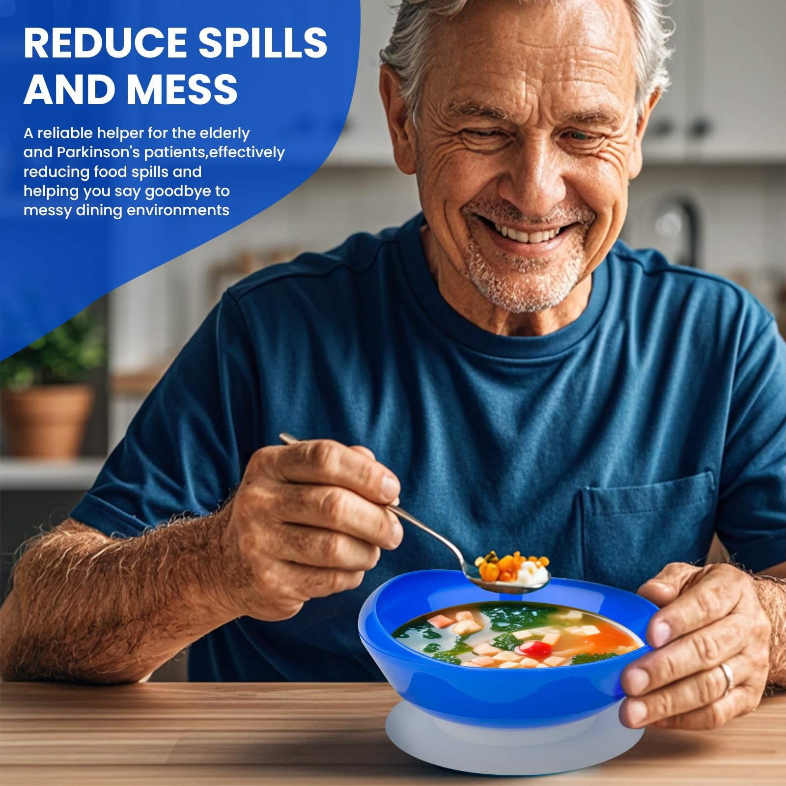 Spill Proof Scoop Bowl with Non Skid Suction Base Adaptive Dinnerware 2 Pack