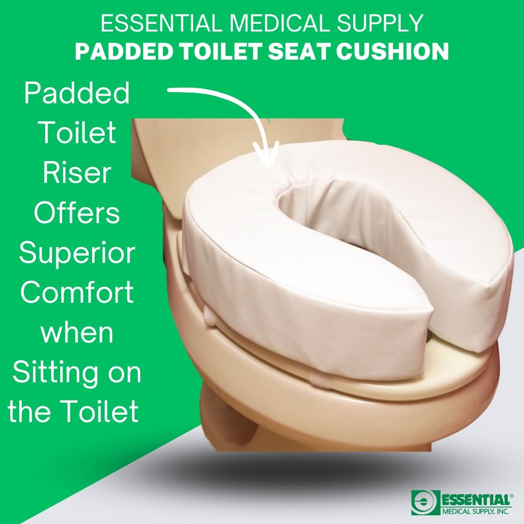 Essential Medical Supply Foam Padded Toilet Seat Cushion Riser Hook And Loop