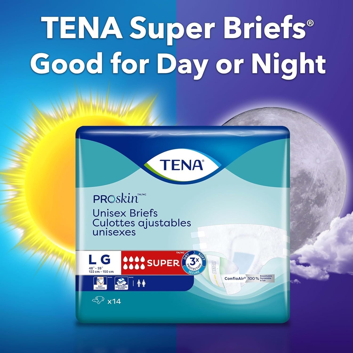TENA Proskin Incontinence Super Briefs, Adult Diapers, Super Absorbency, Blad…