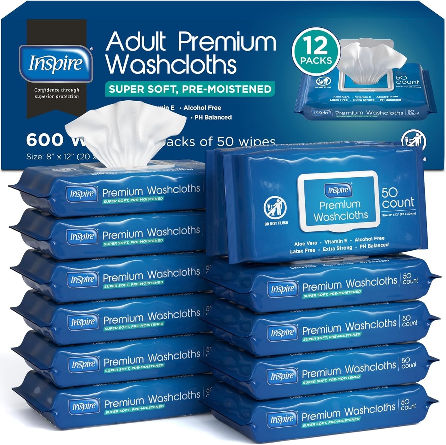 Convenient Adult Hygiene Wipes with Aloe Vera | 600 Count | Caregiver Essential