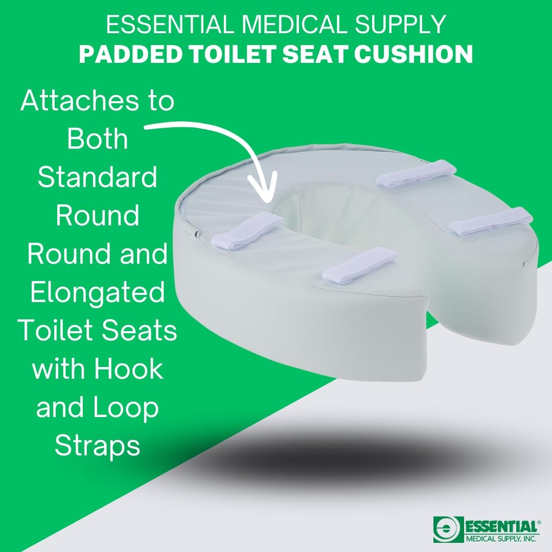 Essential Medical Supply Foam Padded Toilet Seat Cushion Riser – 4 Height Hook